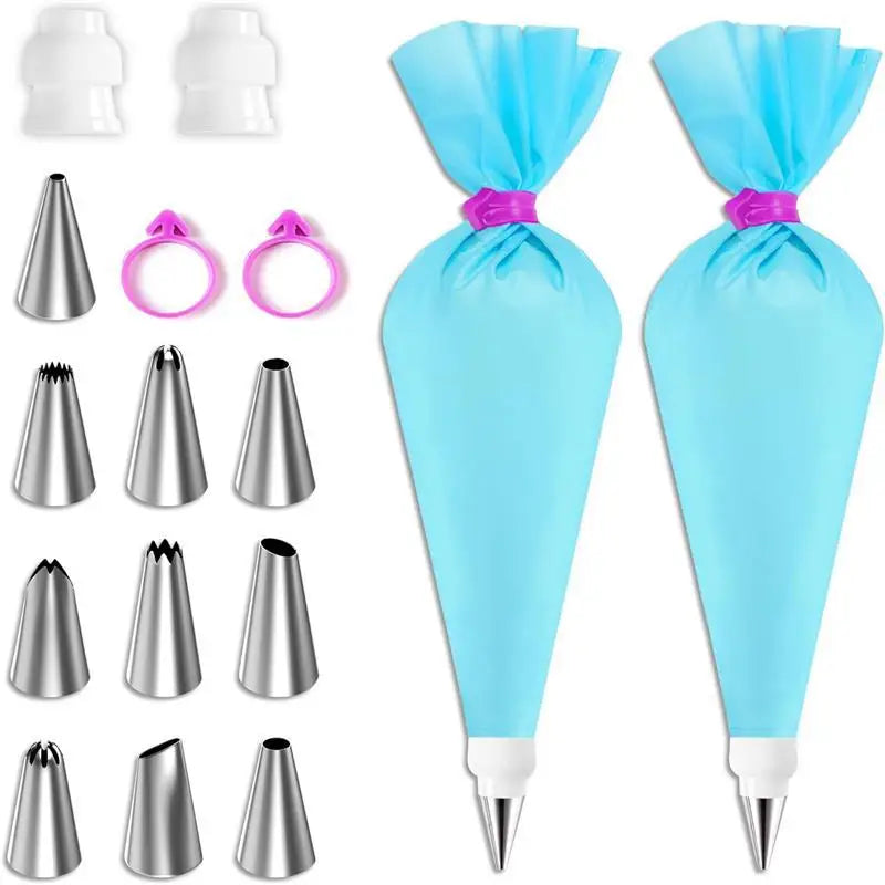 Kit Poches à Douille Silicone Réutilisables - Set Décoration Pâtisserie avec Douilles Inox, DIY Gâteaux, Qualité Professionnelle