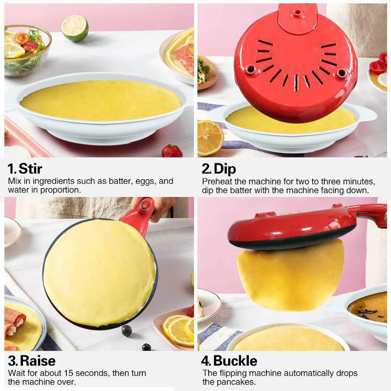 Crêpière Électrique Multifonction 700W - Machine à Crêpes, Pancakes, Galettes de Printemps, Plaque Antiadhésive