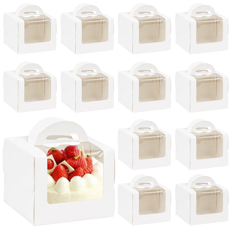 Boîte à Gâteau Fenêtre Transparente x10 - Emballage Carton Cupcake Muffin, Mariage, Anniversaire, Baby Shower