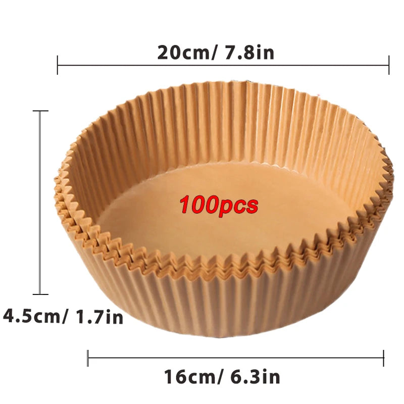 Papier Cuisson Airfryer Jetable x50 - Feuilles Antiadhésives Rondes pour Friteuse à Air, Sans Nettoyage, Qualité Alimentaire
