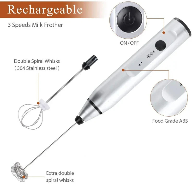 Mousseur à Lait Électrique Portable USB - Mini Fouet Mixeur Rechargeable, Idéal Cappuccino, Café, Œufs, Qualité Professionnelle