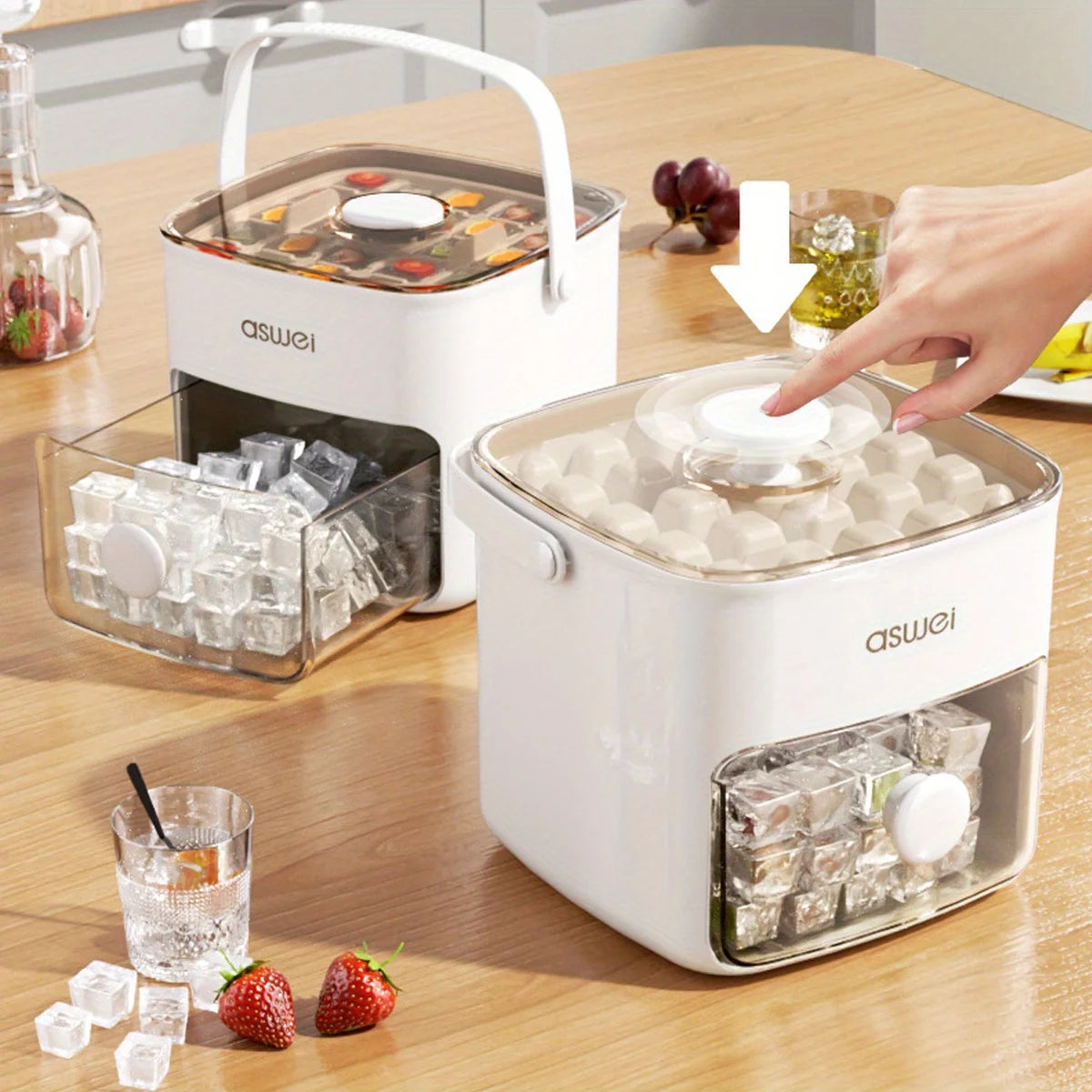 Bac à Glaçons XXL 48 Compartiments - Moule à Glaçons Double Couche Démoulage Facile, Plastique Alimentaire, Qualité Professionnelle